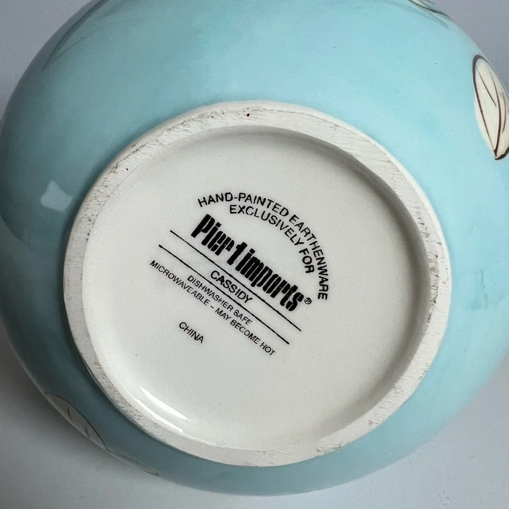 Pier 1 Blue and Cream Floral Ceramic Pitcher